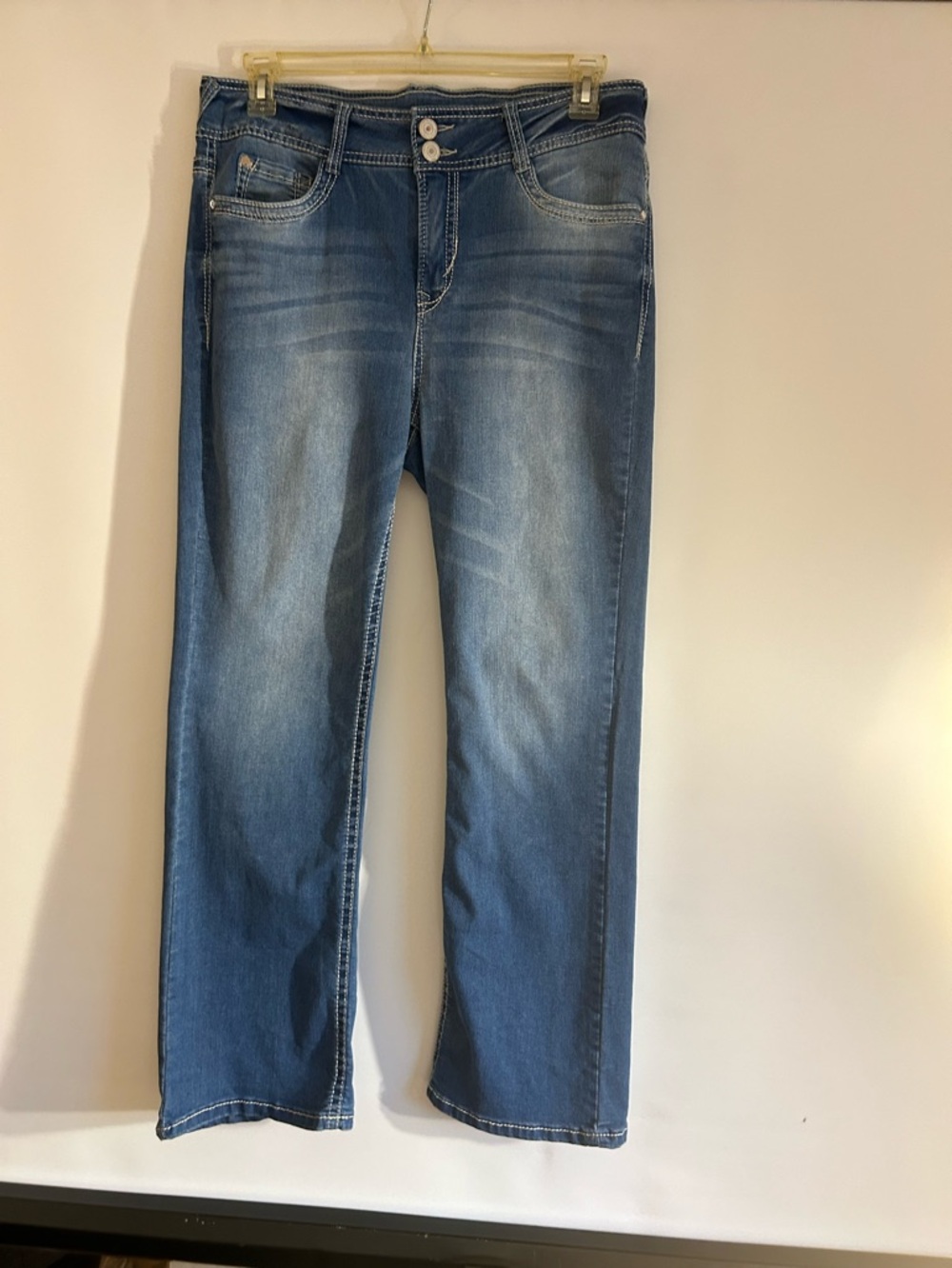 WALLFLOWER THE LUSCIOUS CURVY FIT DOUBLE BUTTON FRONT STITCHING JEANS SIZE 14W